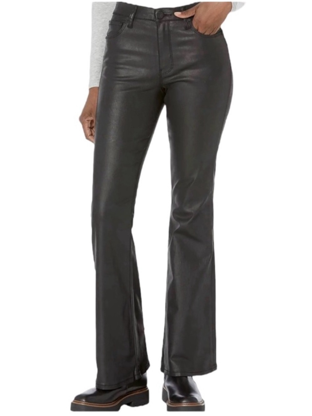 KUT from the Kloth Ana High-Rise Fab Ab Flare-Baby All Over-Coated Jeans Size 14